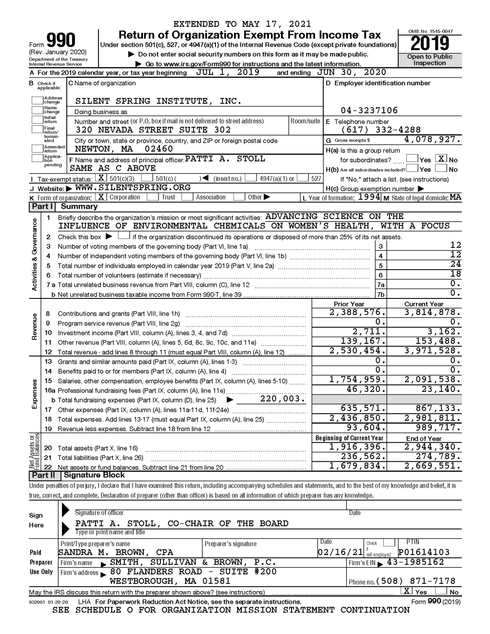 2019 IRS Form 990 (FY20)