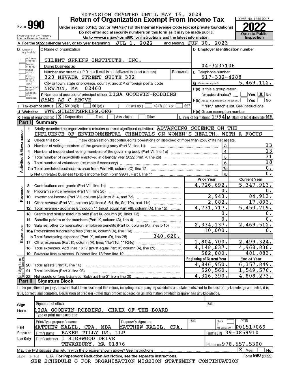 2022 IRS Form 990 (FY23) cover page