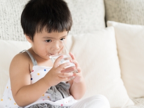 toddler drinking water